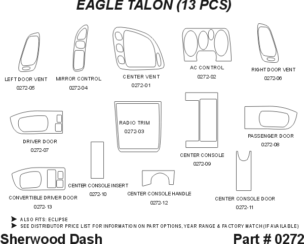 Eagle Talon Sherwood 2D Flat Dash Kit thumbnail 5