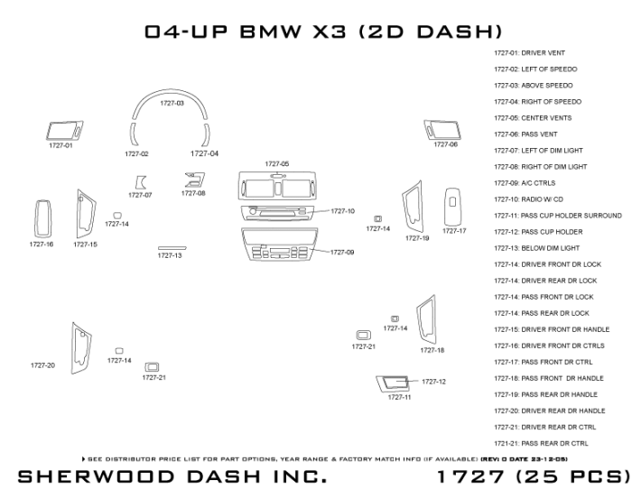 BMW X3 Sherwood 2D Flat Dash Kit thumbnail 5