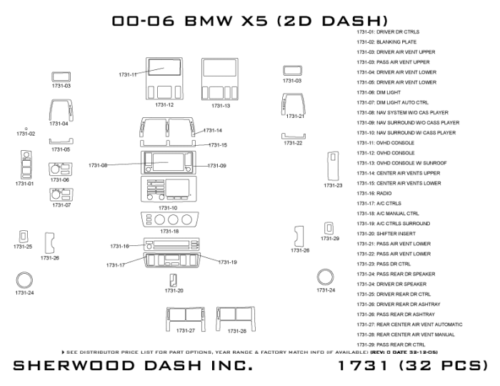 BMW X5 Sherwood 2D Flat Dash Kit thumbnail 5