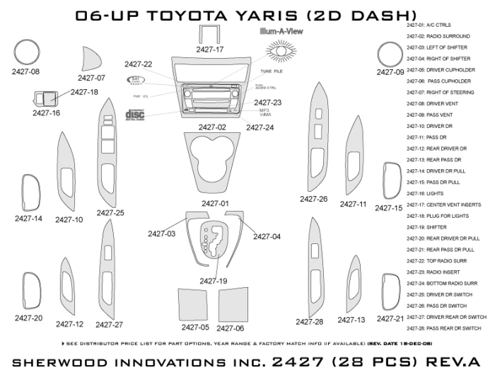 Toyota Yaris Sherwood 2D Flat Dash Kit thumbnail 5