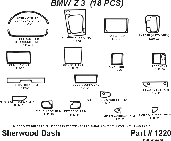 BMW Z3 Sherwood 2D Flat Dash Kit thumbnail 5
