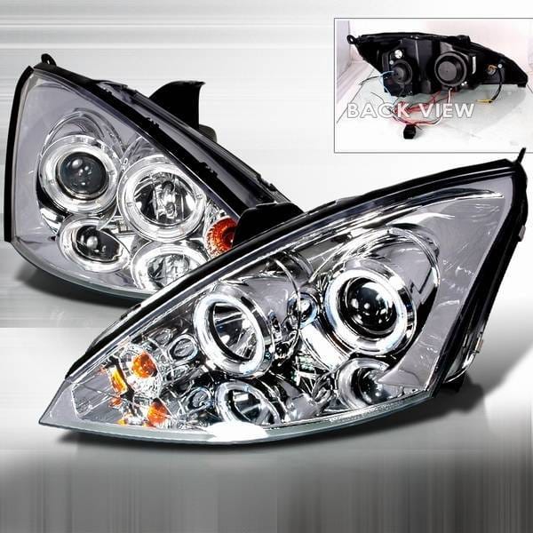 Ford Focus Custom Disco Chrome Halo LED Projector Headlights with Amber Reflector - 2LHP-FOC00-YD
