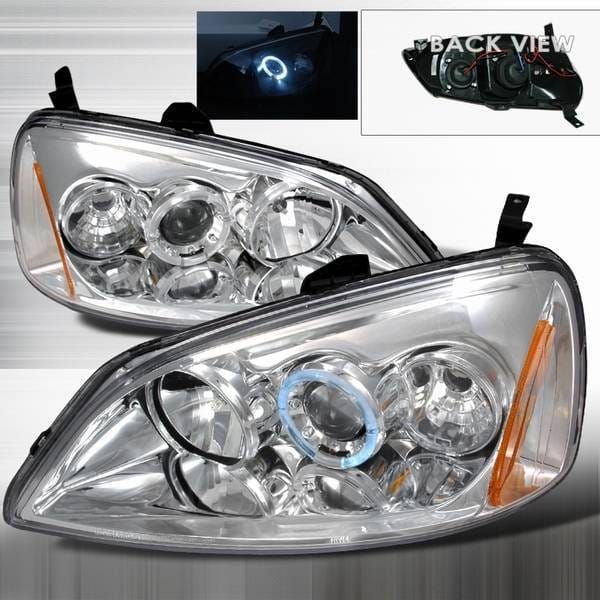 Honda Civic Custom Disco Chrome Halo Projector Headlights - 2LHP-CV01-YD