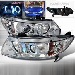 Honda Civic 2DR Custom Disco Chrome Projector Headlights with Amber Reflector - 2LHP-CV062-YD