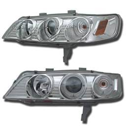 Chrome Euro Dual Halo Pro Headlights Amber