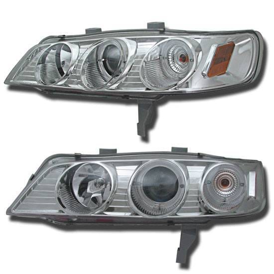 Chrome Euro Dual Halo Pro Headlights Amber