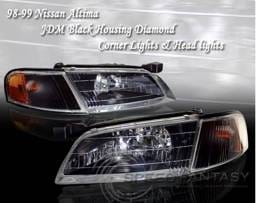 JDM  Black Headlights Amber