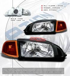 Euro Clear Diamond Cut Headlights Amber