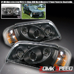 Black JDM Black Pro Headlights With Amber