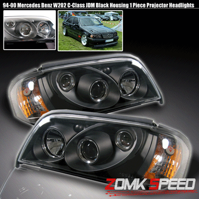 Black JDM Black Pro Headlights With Amber