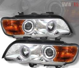 angel eyes Projector Headlights  - White Halo - Amber