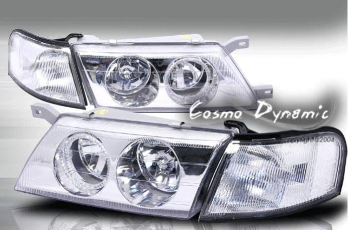 Chrome Diamond Clear Headlight - White Halo - Corner Light Combo