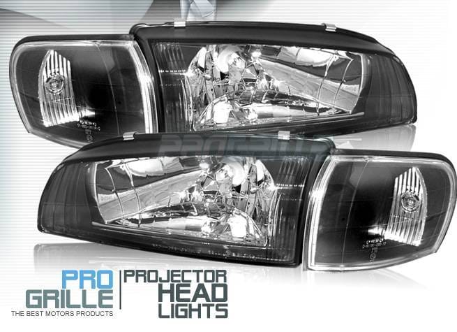 JDM Black Headlights With Corner