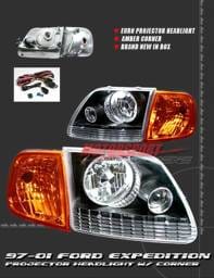 Black Pro Headlights With Amber Corner