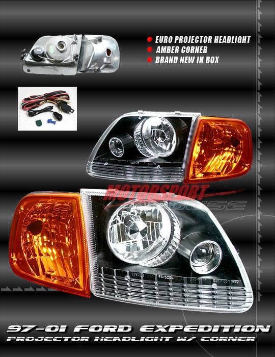 Black Pro Headlights With Amber Corner