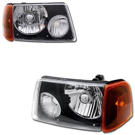 Black Crystal Headlights With Clear Corner