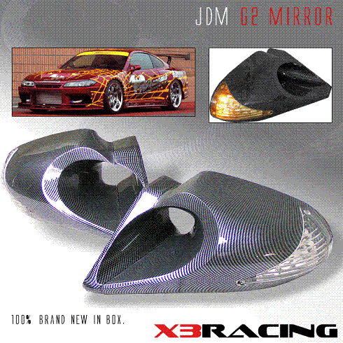 E34 M3 MIRROR W BLUE & AMBER LED CARBON FIBER