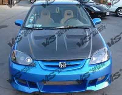 Honda Civic 2DR & 4DR VIS Racing Xtreme GT Black Carbon Fiber Hood - 01HDCVC2DGT-010C