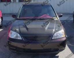 Honda Civic 2DR & 4DR VIS Racing Invader Black Carbon Fiber Hood - 01HDCVC2DVS-010C