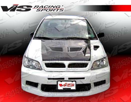 Mitsubishi Lancer VIS Racing EV-7 Conversion Black Carbon Fiber Hood - 02MTLAN4DGT-010C