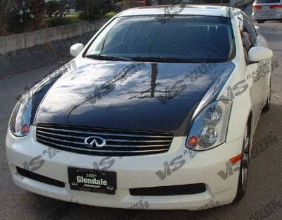 Infiniti G35 2DR VIS Racing OEM Black Carbon Fiber Hood - 03ING352DOE-010C