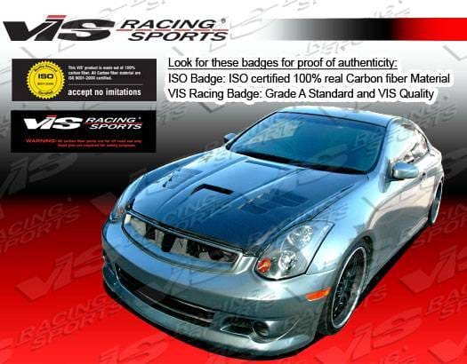Infiniti G35 2DR VIS Racing Invader-3 Black Carbon Fiber Hood - 03ING352DVS3-010C