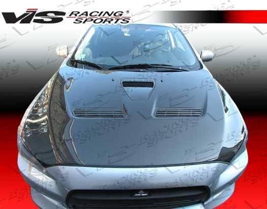 Mitsubishi Lancer VIS Racing OEM Black Carbon Fiber Hood - 08MTEV104DOE-010C