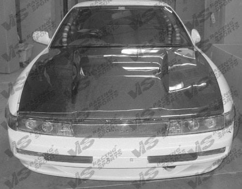 Nissan S13 VIS Racing Invader Black Carbon Fiber Hood - 89NSS132DVS-010C