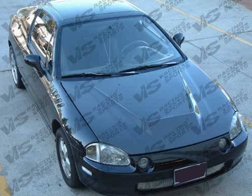 Honda Del Sol VIS Racing Invader Black Carbon Fiber Hood - 93HDDEL2DVS-010C