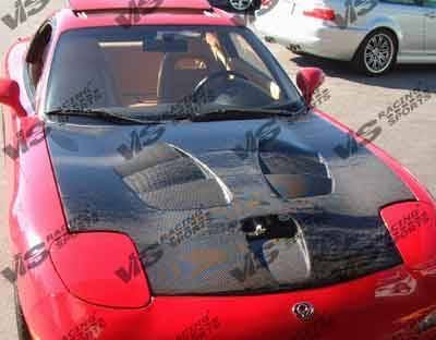Mazda RX-7 VIS Racing Fuzion Black Carbon Fiber Hood - 93MZRX72DFZ-010C