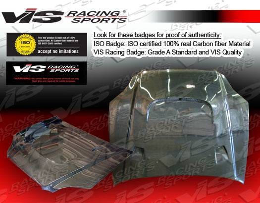 Honda Civic 2DR & 4DR VIS Racing JS-2 Black Carbon Fiber Hood - 96HDCVC2DJS2-010C