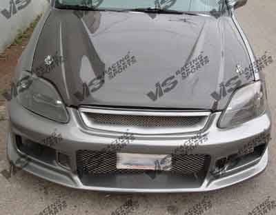 Honda Civic 2DR & 4DR VIS Racing Invader Black Carbon Fiber Hood - 96HDCVC2DVS-010C
