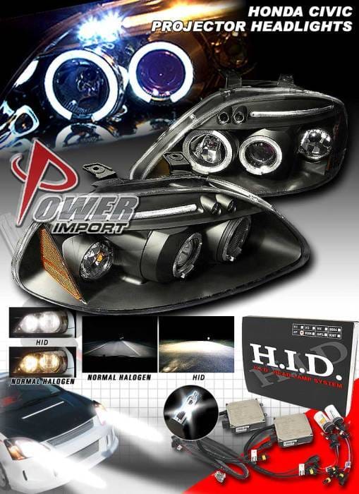 Black LED 2 Halo Projector Headlights