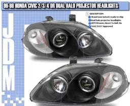 Black Housing Dual Halo Projector Headlights