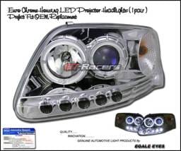 Euro Chrome Dual Halo LED Headlights
