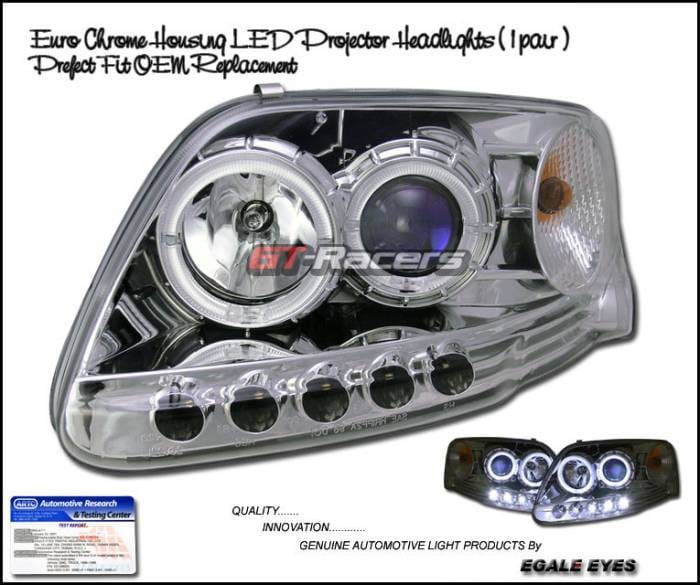 Euro Chrome Dual Halo LED Headlights