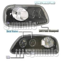 Black Clear Halo LED Pro Headlights
