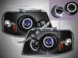 Black Blue Halo Headlights