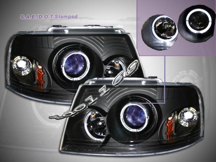 Black Blue Halo Headlights
