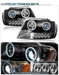 Black Dual Halo Angel Eye LED Headlights