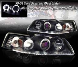 Euro Black Blue Halo Headlights