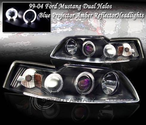 Euro Black Blue Halo Headlights