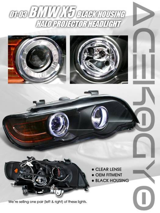Euro Blue Halo Projector- Black Housing