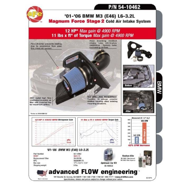 aFe E46 M3 Stage 2 Cold Air Intake thumbnail 2
