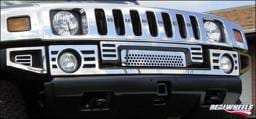 Hummer H2 RealWheels Slotted Front Upper Bumper Overlay - Polished Stainless Steel - 8PC - RW103-2-A0102