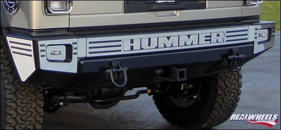Hummer H2 RealWheels Slotted Rear Upper Bumper Overlay Kit - Polished Stainless Steel - 10PC - RW106-2-A0102