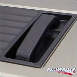 Hummer H2 RealWheels Smooth Hood Handles - For Factory Top Grille - Black Powder Coat Billet Aluminum - Pair - RW200-1BP-A0102