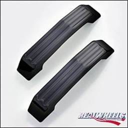 Hummer H2 RealWheels Grooved Hood Handles - For Factory Top Grille - Black Powder Coat Billet Aluminum - Pair - RW200-2BP-A0102