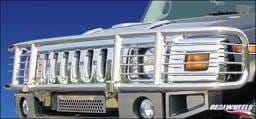 Hummer H2 RealWheels Brush Guard - Single Tier Wrap Around with Inserts - Polished Stainless Steel - 1PC - RW301-2-A0102