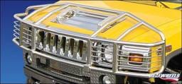 Hummer H2 RealWheels Brush Guard - Over-The-Hood Wrap Around with Inserts - Polished Stainless Steel - 1PC - RW304-2-A0102
